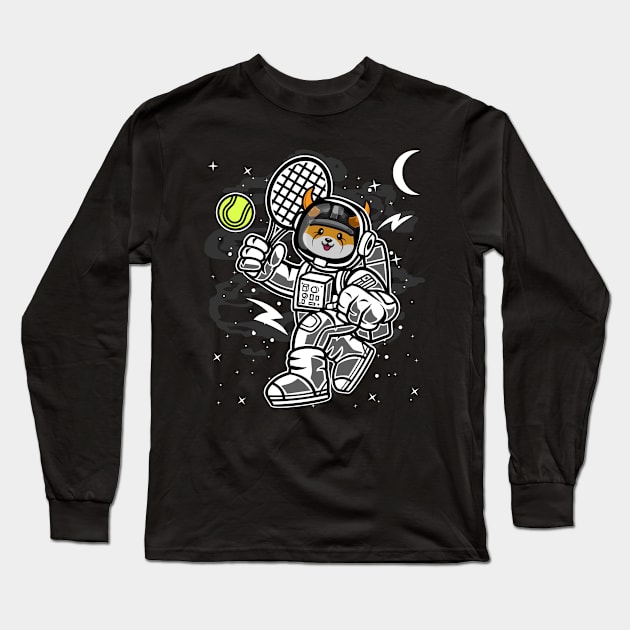 Astronaut Tennis Floki Inu Coin To The Moon Floki Army Crypto Token Cryptocurrency Blockchain Wallet Birthday Gift For Men Women Kids Long Sleeve T-Shirt by Thingking About